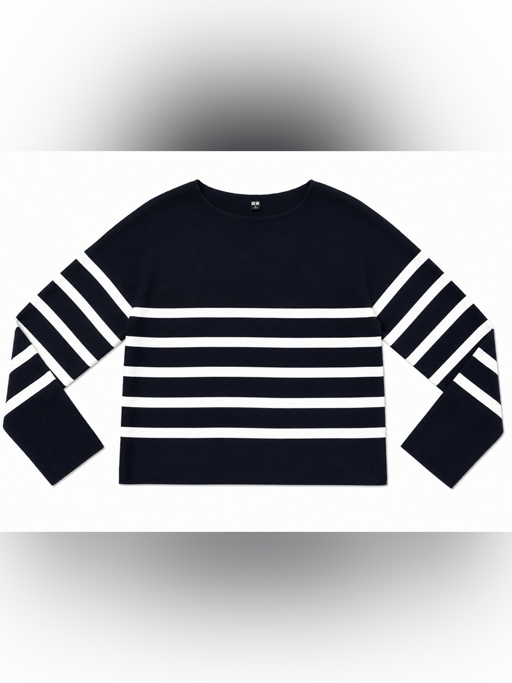 Uniqlo Women's XS Blue White Striped Cotton Crewneck Long Sleeve Sweater